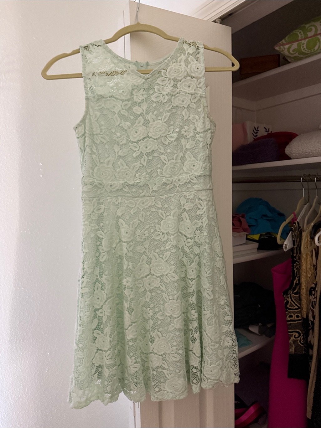 Mint Lace Sleeveless Fit & Flare Dress Girls 12-14